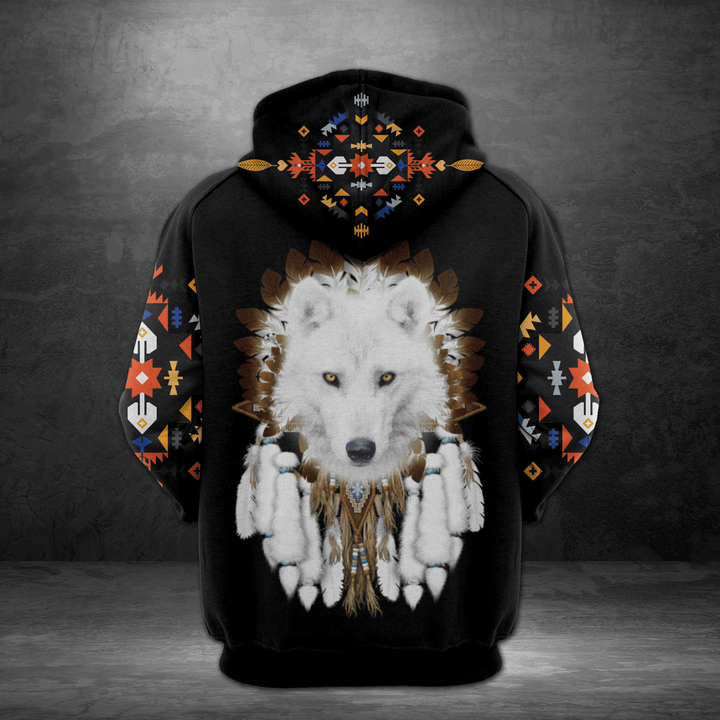 Native White Wolf Pullover Premium Hoodie, Perfect Outfit For Men And Women On Christmas New Year Autumn Winter