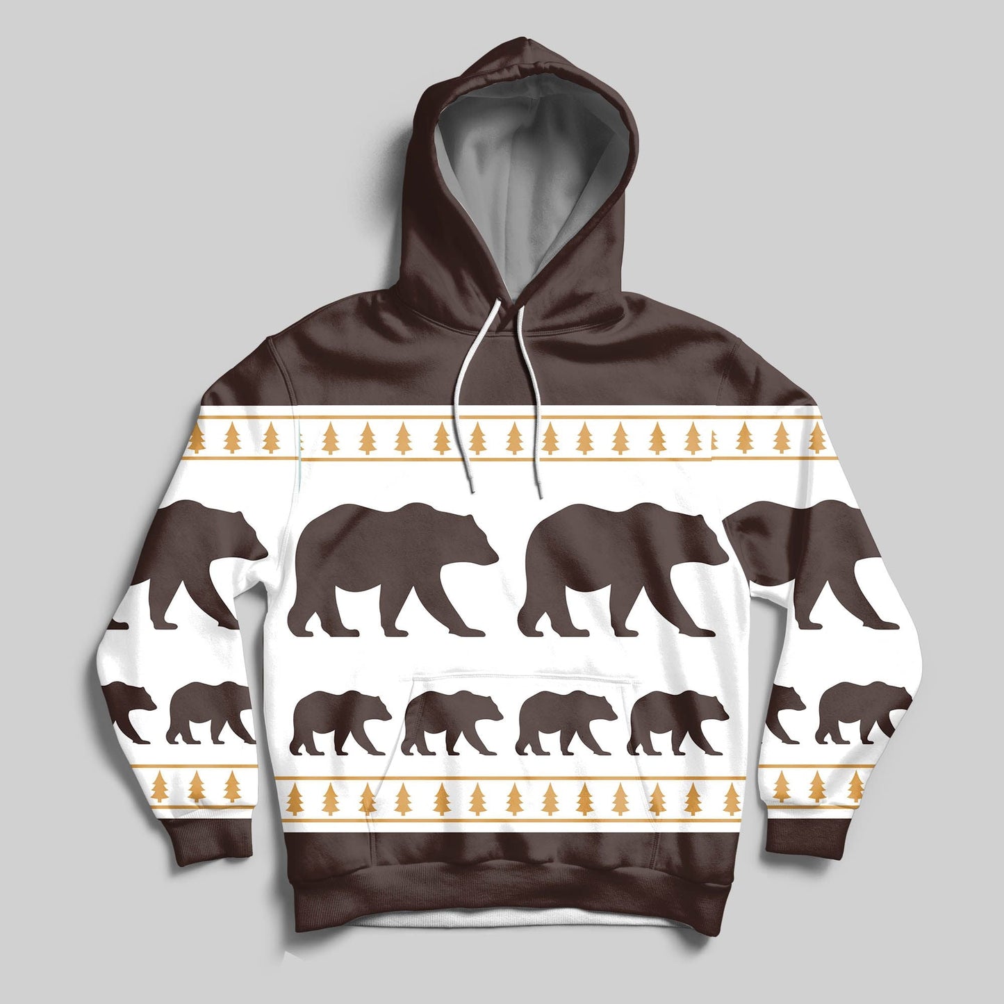 Brown Bear Pattern Pullover Premium Hoodie, Perfect Gift And Outfit For Bear Lovers