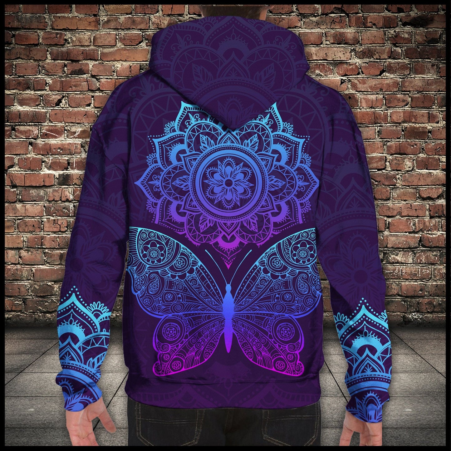Butterfly Beauty Mandala Pullover Premium Hoodie , Perfect Outfit For Men And Women On Christmas New Year Autumn Winter
