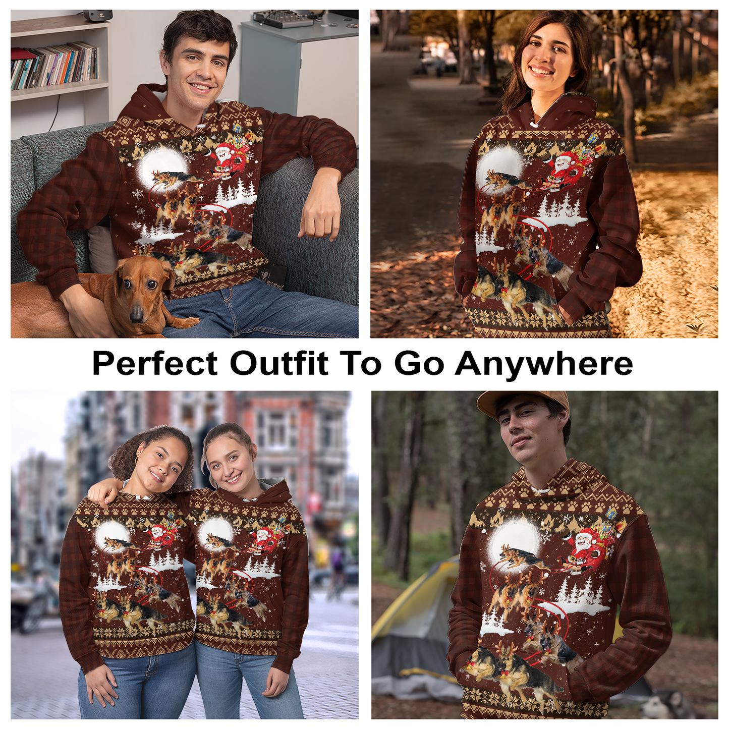 German Shepherd Sleigh Christmas Pullover Premium Hoodie, Perfect Outfit For Men And Women On Christmas New Year Autumn Winter
