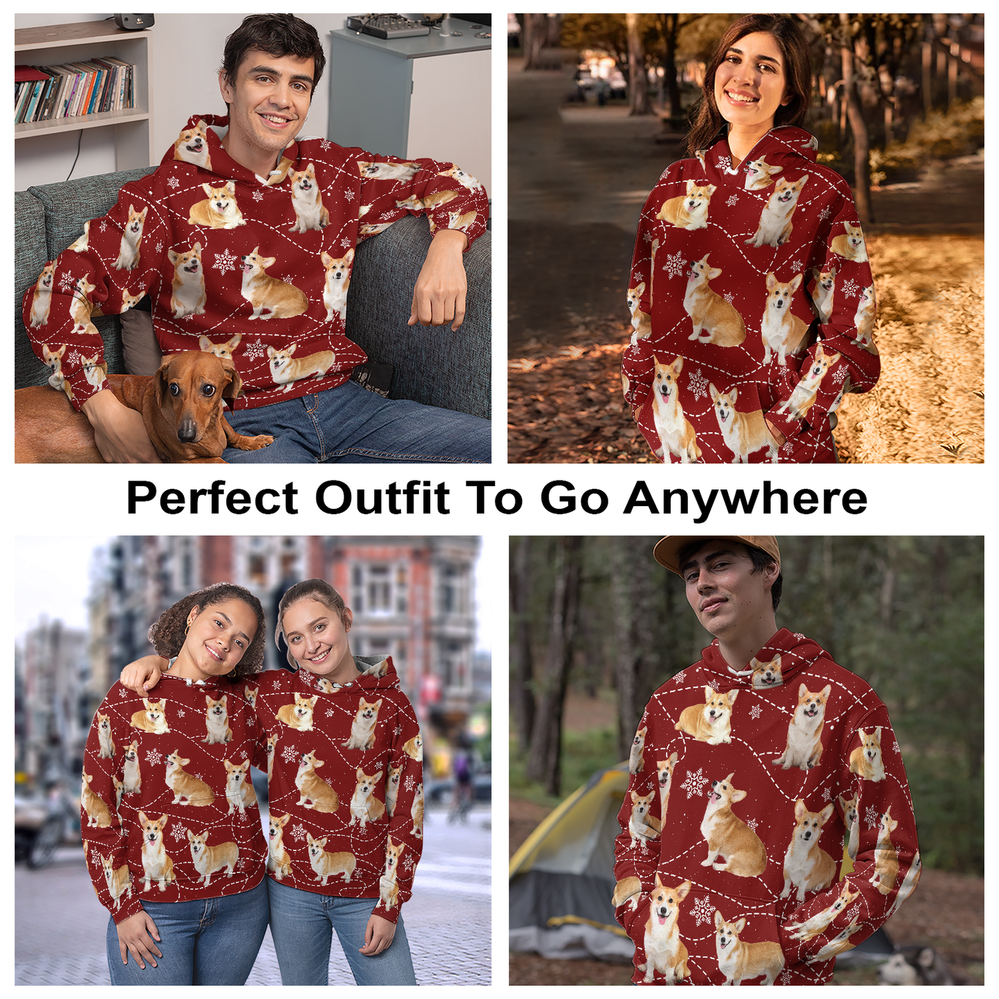 Cute Corgi Christmas Pullover Premium Hoodie, Perfect Outfit For Men And Women On Christmas New Year Autumn Winter
