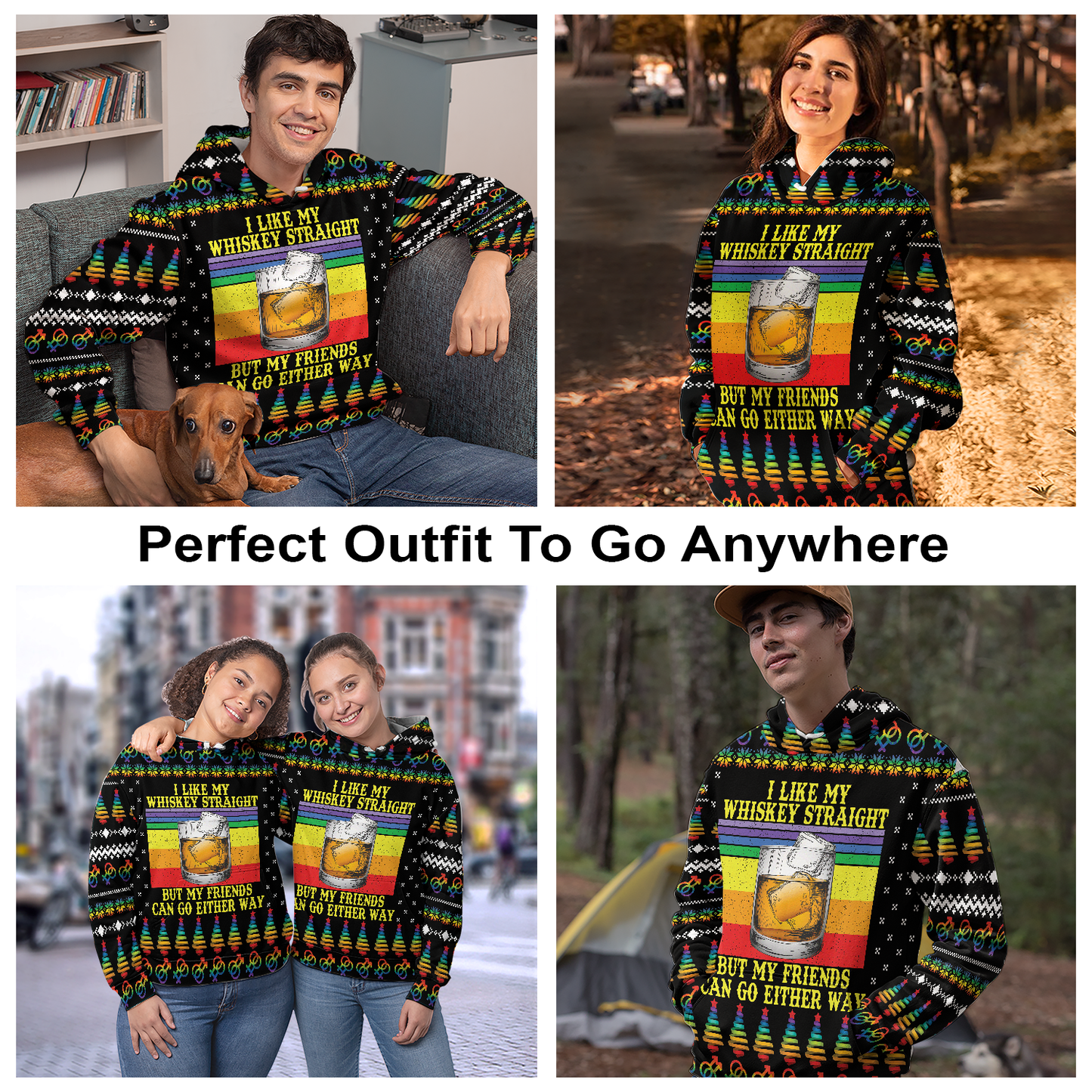 LGBT Whiskey Straight Pullover Premium Hoodie, Perfect Outfit For Men And Women On Christmas New Year Autumn Winter
