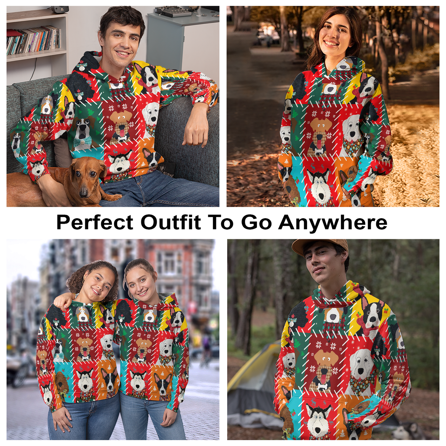 Cartoon Dog Christmas Pullover Premium Hoodie, Perfect Outfit For Men And Women On Christmas New Year Autumn Winter