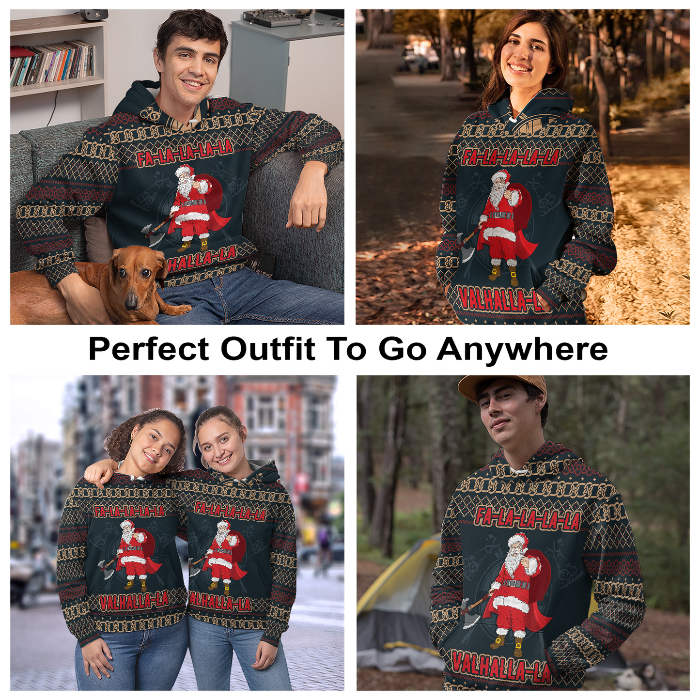 FaLaLaLa ValhallaLa Santa Claus Pullover Premium Hoodie, Perfect Outfit For Men And Women On Christmas New Year Autumn Winter