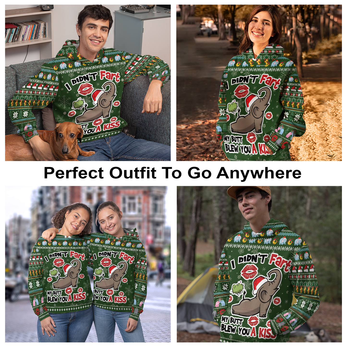 Elephant Pullover Premium Hoodie I Didn't Fart My Butt Blew You A Kiss, Perfect Outfit For Men And Women On Christmas New Year Autumn Winter
