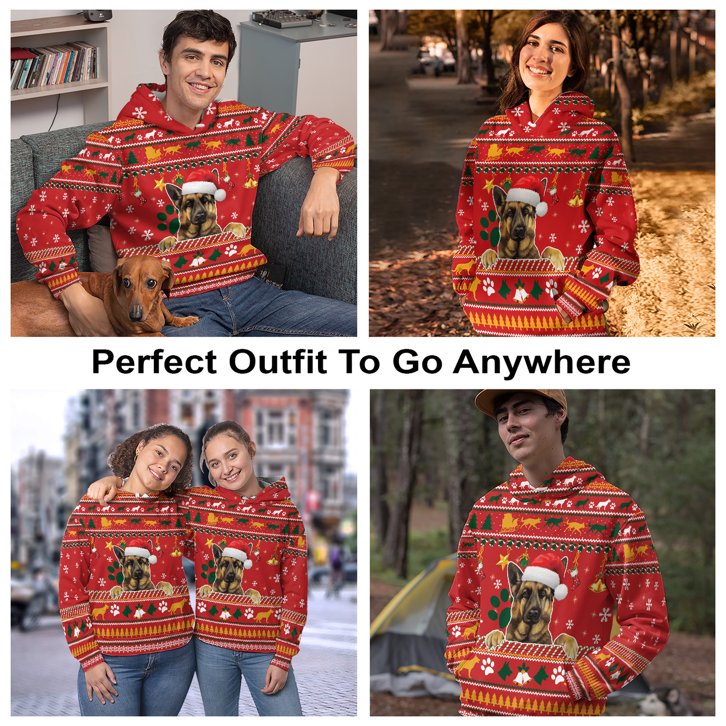 German Shepherd Pullover Premium Hoodie Waiting For Christmas, Perfect Outfit For Men And Women On Christmas New Year Autumn Winter