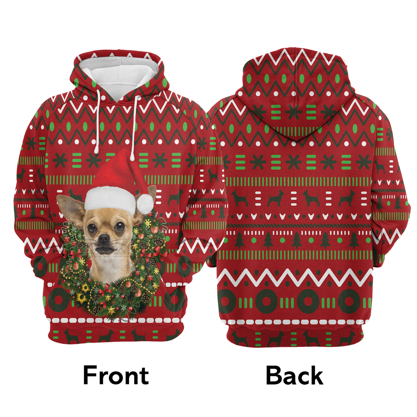 Chihuahua Christmas Pattern Pullover Premium Hoodie, Perfect Outfit For Men And Women On Christmas New Year Autumn Winter