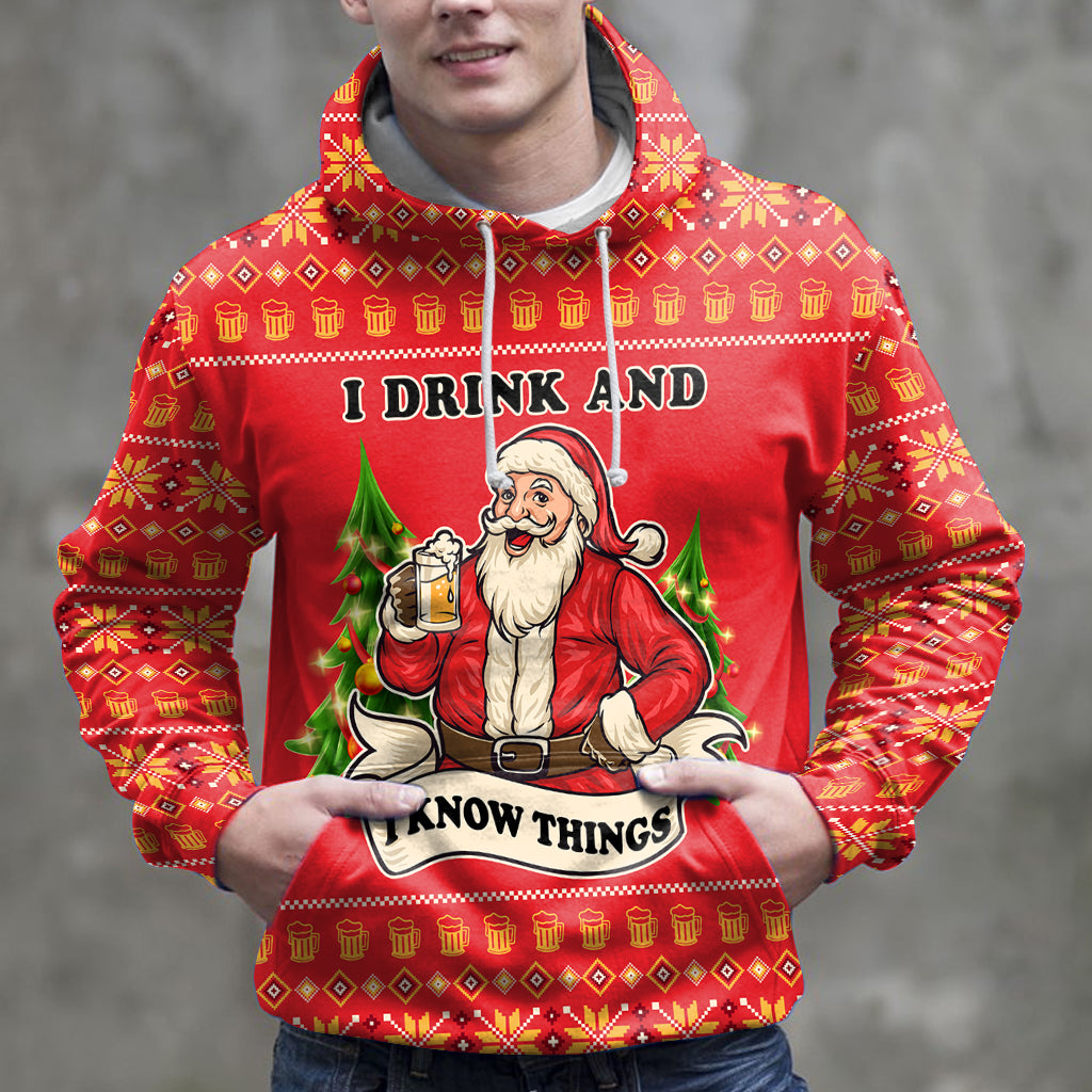 Santa Beer Pullover Premium Hoodie I Drink And I Know Thing, Perfect Outfit For Men And Women On Christmas New Year Autumn Winter
