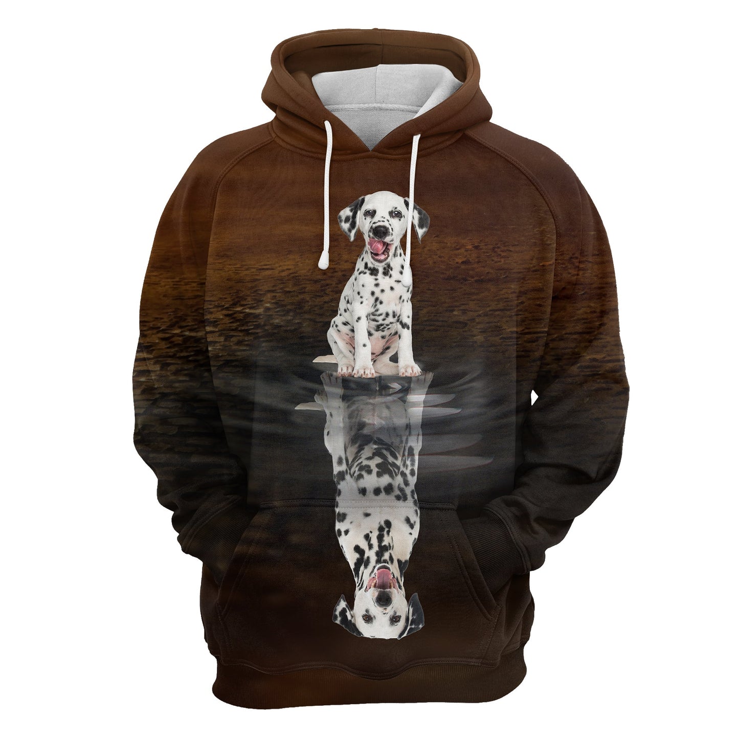 Cute Dalmatian Reflection Pullover Premium Brown Hoodie, Perfect Outfit For Men And Women On Christmas New Year Autumn Winter