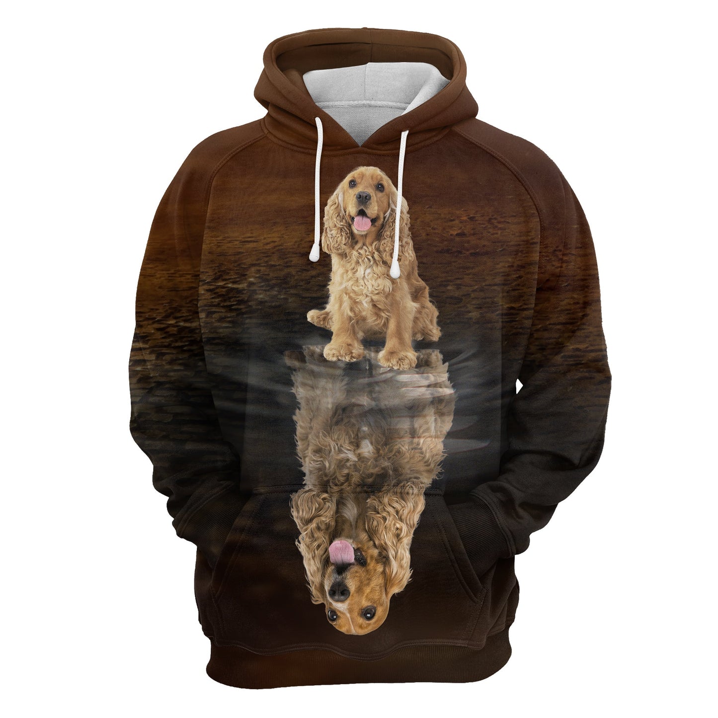 Awesome English Cocker Spaniel Reflection Premium Brown Hoodie, Perfect Outfit For Men And Women On Christmas New Year Autumn Winter