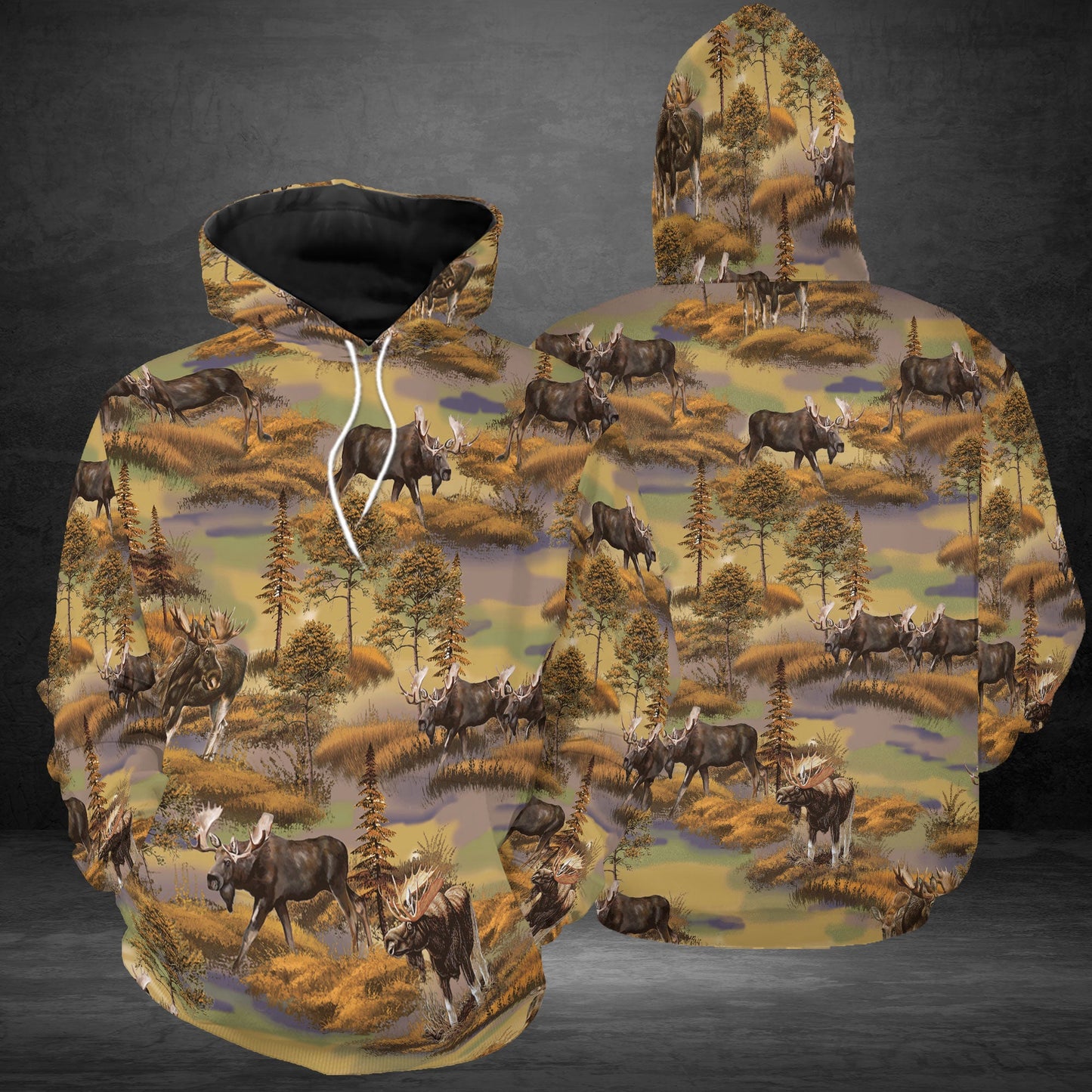 Moose In Forest Pullover Premium Hoodie, Perfect Outfit For Men And Women On Christmas New Year Autumn Winter