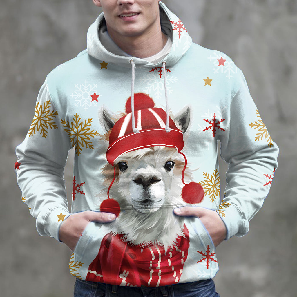 Cute Christmas Llama Pullover Premium Hoodie, Perfect Outfit For Men And Women On Christmas New Year Autumn Winter
