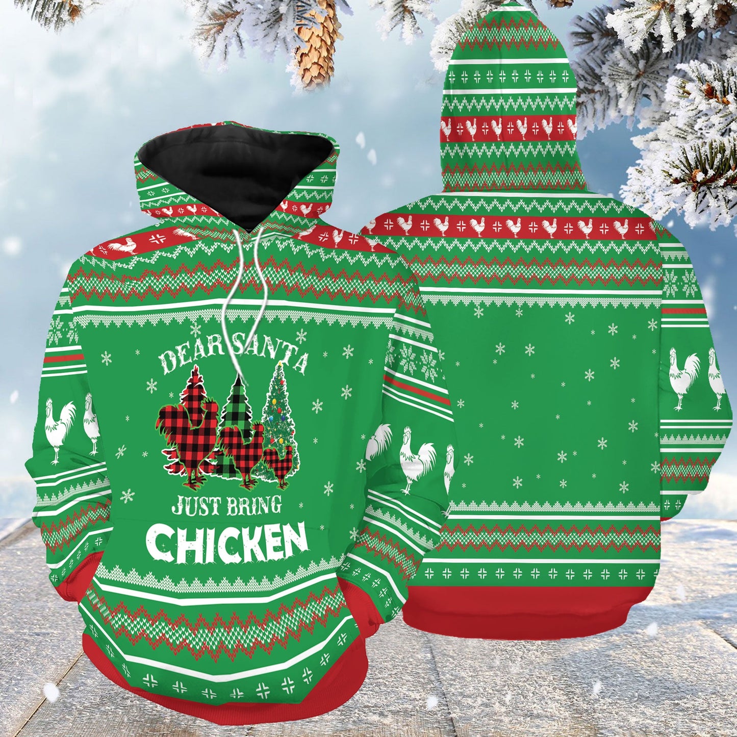 Chicken Pullover Premium Hoodie Dear Santa Just Bring Chicken, Perfect Outfit For Men And Women On Christmas New Year Autumn Winter