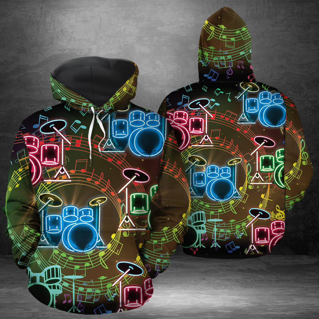 Drum Neon Light Pullover Premium Hoodie, Perfect Outfit For Men And Women On Christmas New Year Autumn Winter