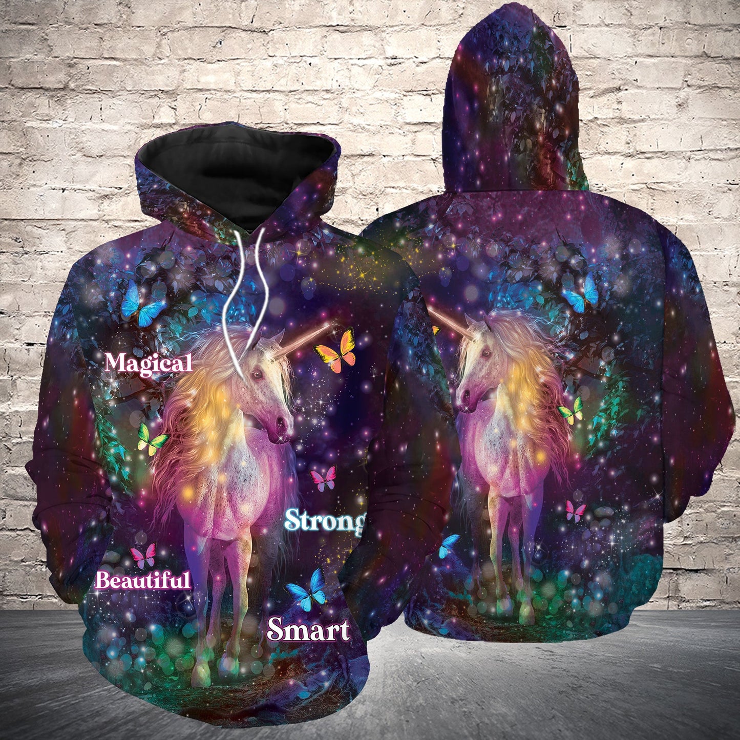 Unicorn Pattern Pullover Premium Hoodie Magical Beautiful Strong Smart, Perfect Outfit For Men And Women On Christmas New Year Autumn Winter