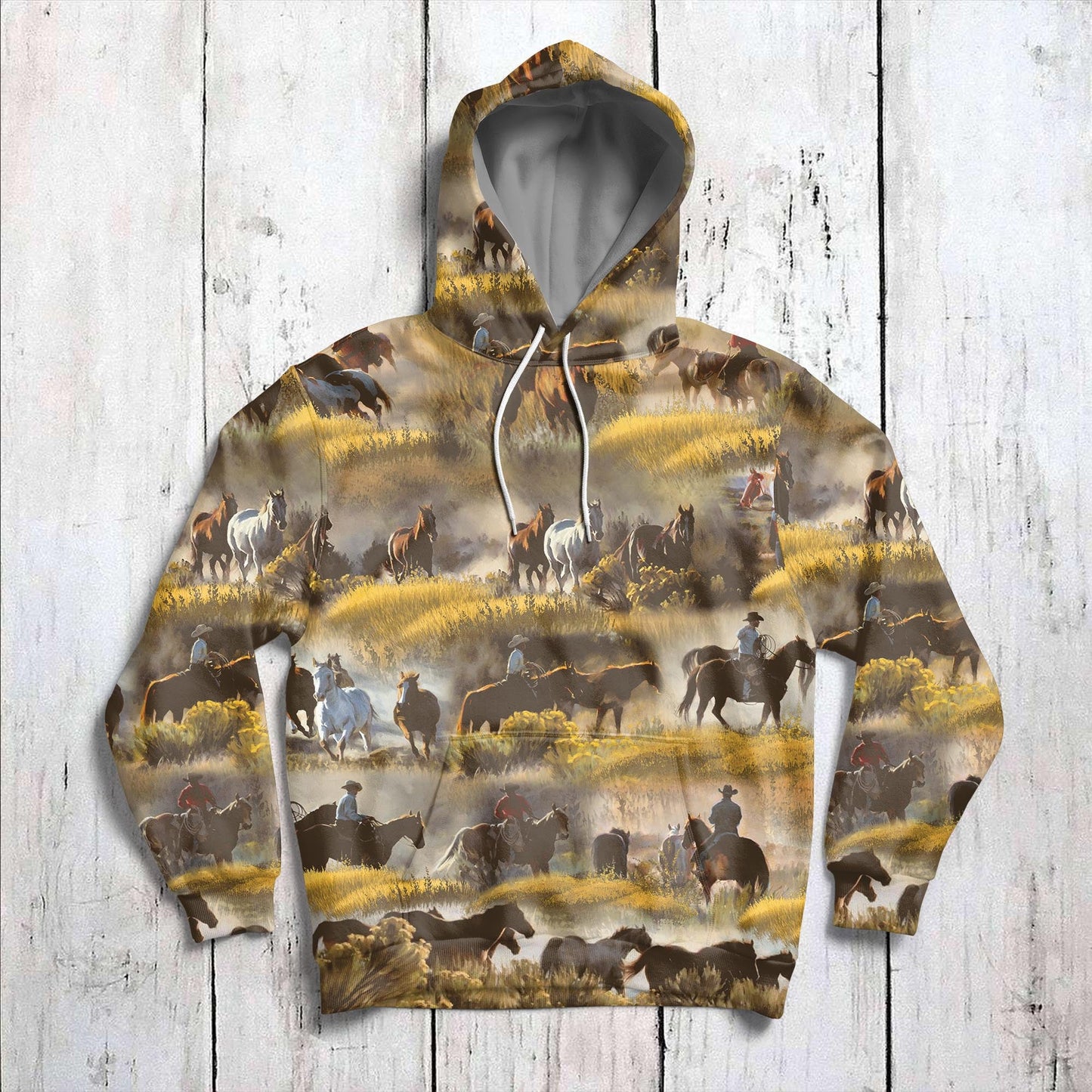 Horse and Cowboy Pullover Premium Hoodie, Perfect Outfit For Men And Women On Christmas New Year Autumn Winter