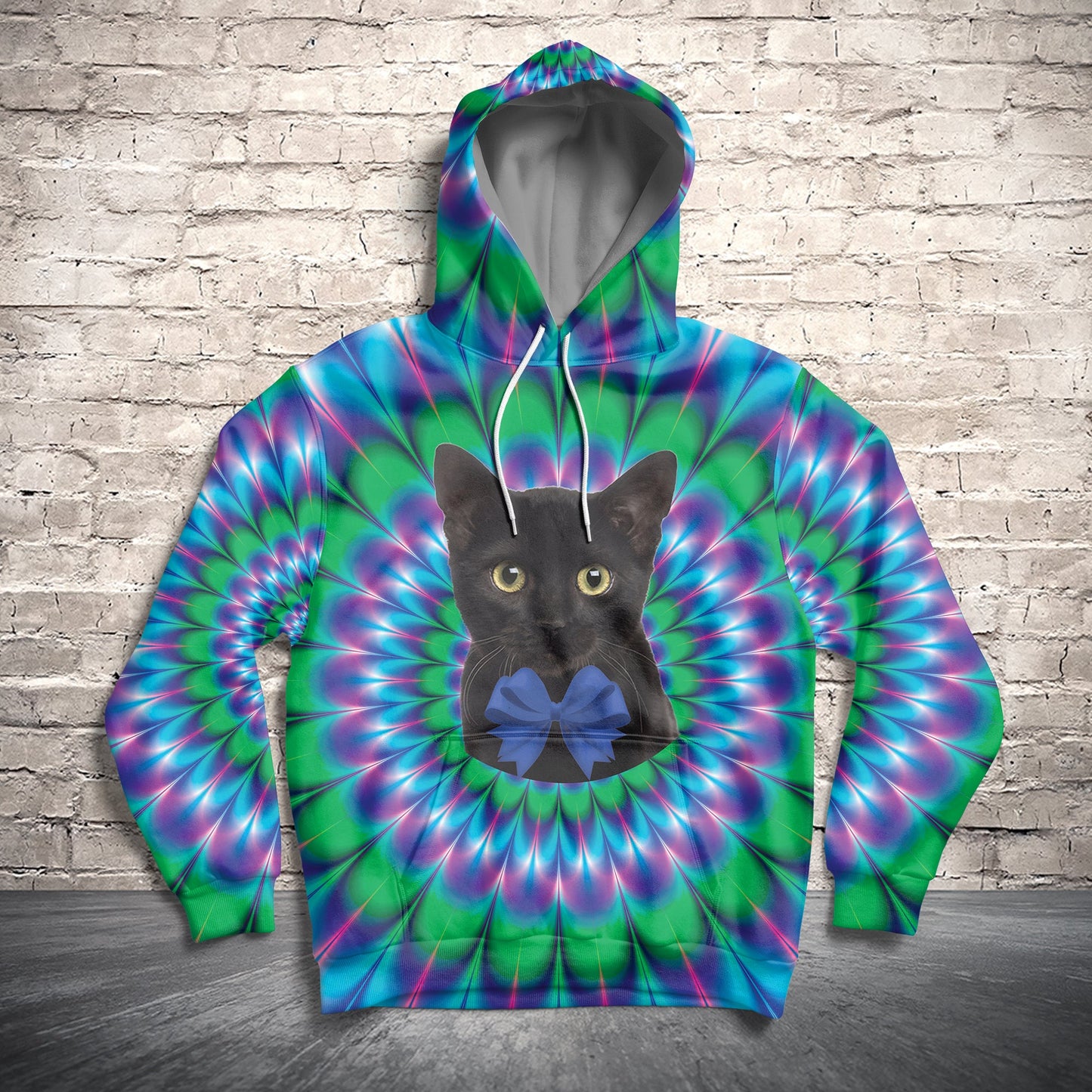 Psychedelic Black Cat Pullover Premium Hoodie, Perfect Outfit For Men And Women On Christmas New Year Autumn Winter