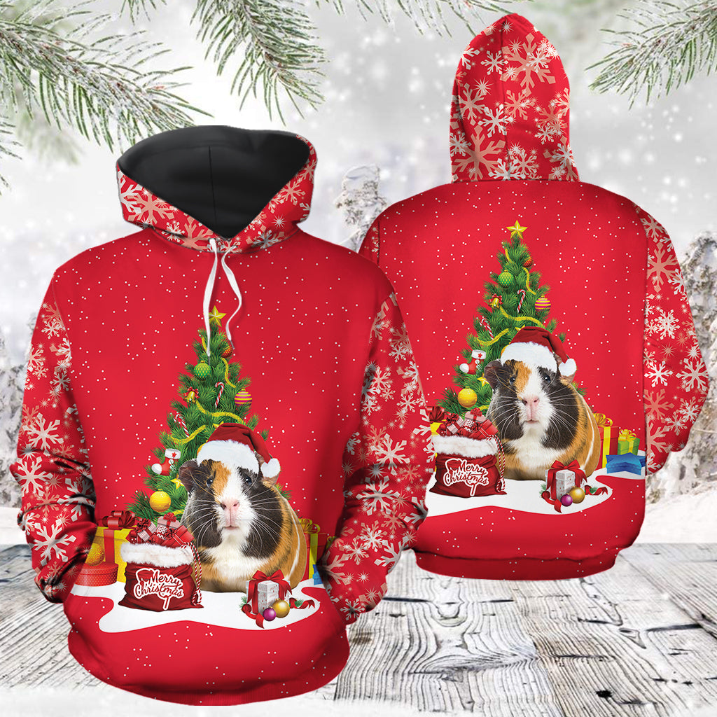 Guinea Pig Christmas Tree Pullover Premium Red Hoodie, Perfect Outfit For Men And Women On Christmas New Year Autumn Winter