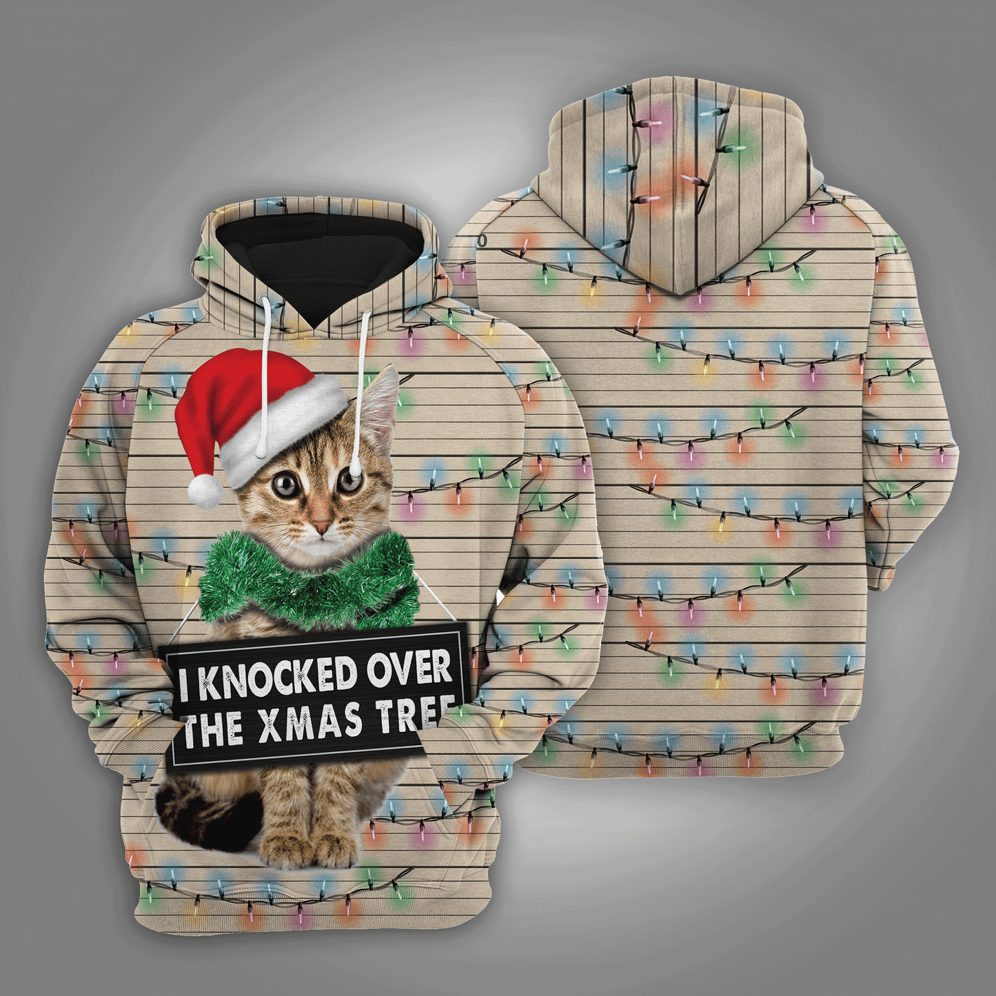 Naughty Cat Pullover Premium Hoodie I Knocked Over The Xmas Tree, Perfect Outfit For Men And Women On Christmas New Year Autumn Winter