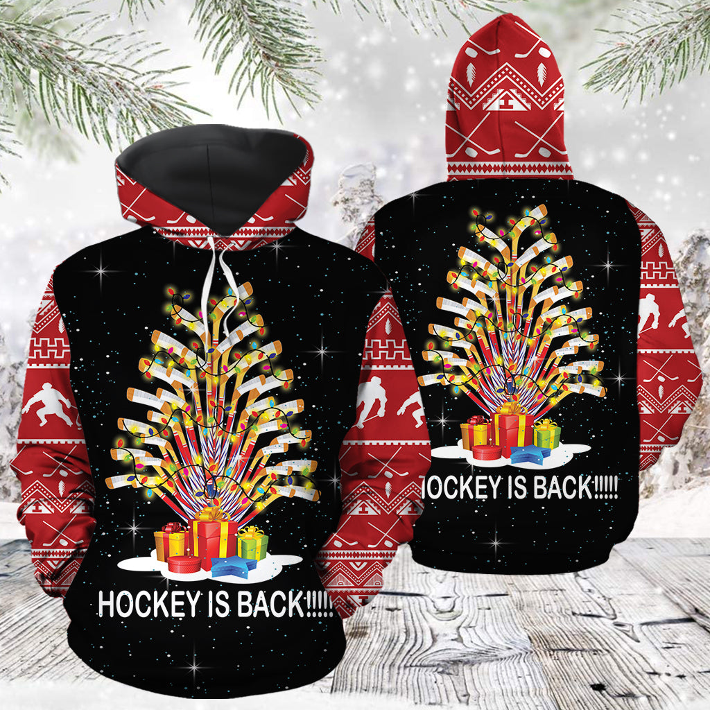 Hockey Is Back Christmas Pullover Premium Hoodie, Perfect Outfit For Men And Women On Christmas New Year Autumn Winter