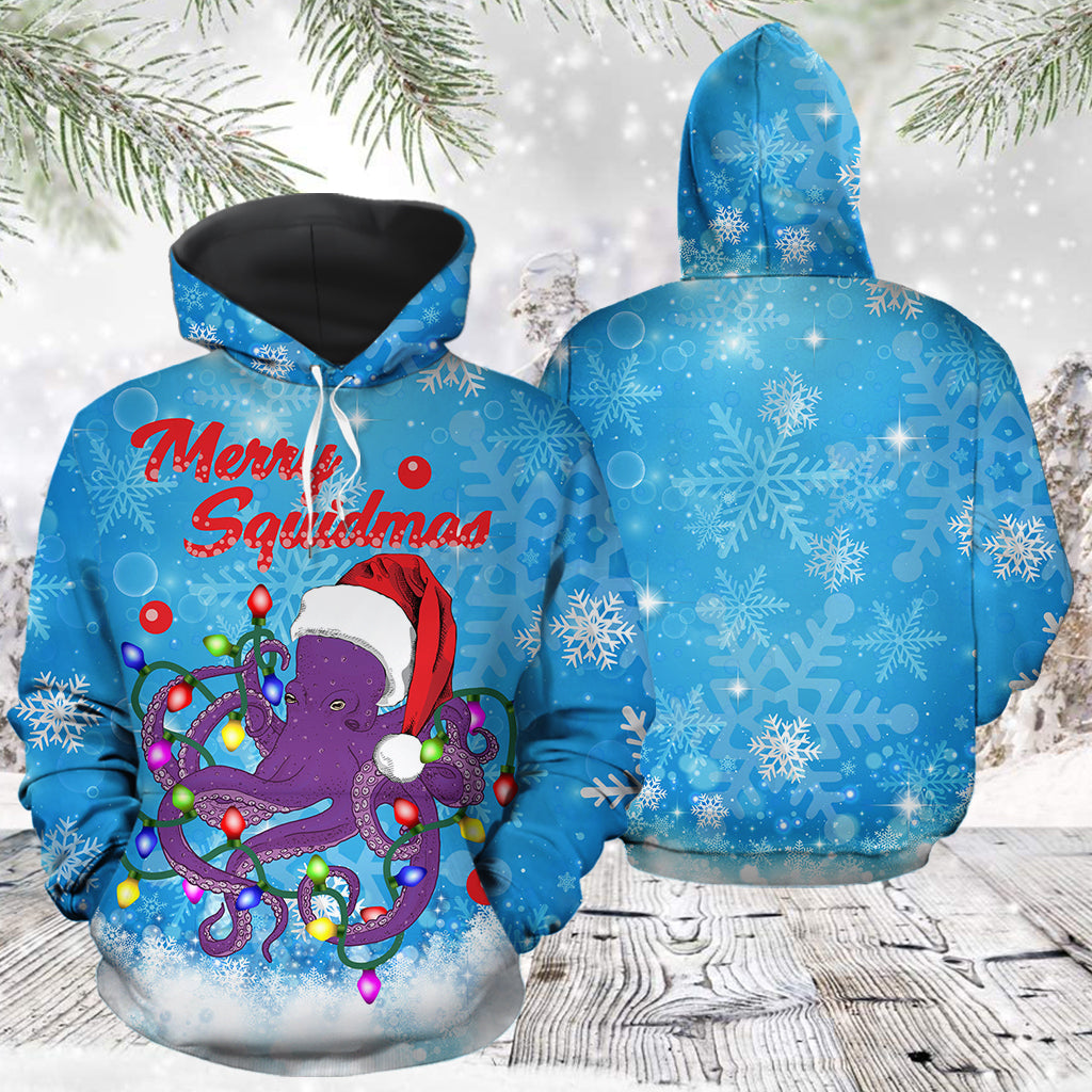 Octopus Merry Squidmas Pullover Premium Hoodie, Perfect Outfit For Men And Women On Christmas New Year Autumn Winter