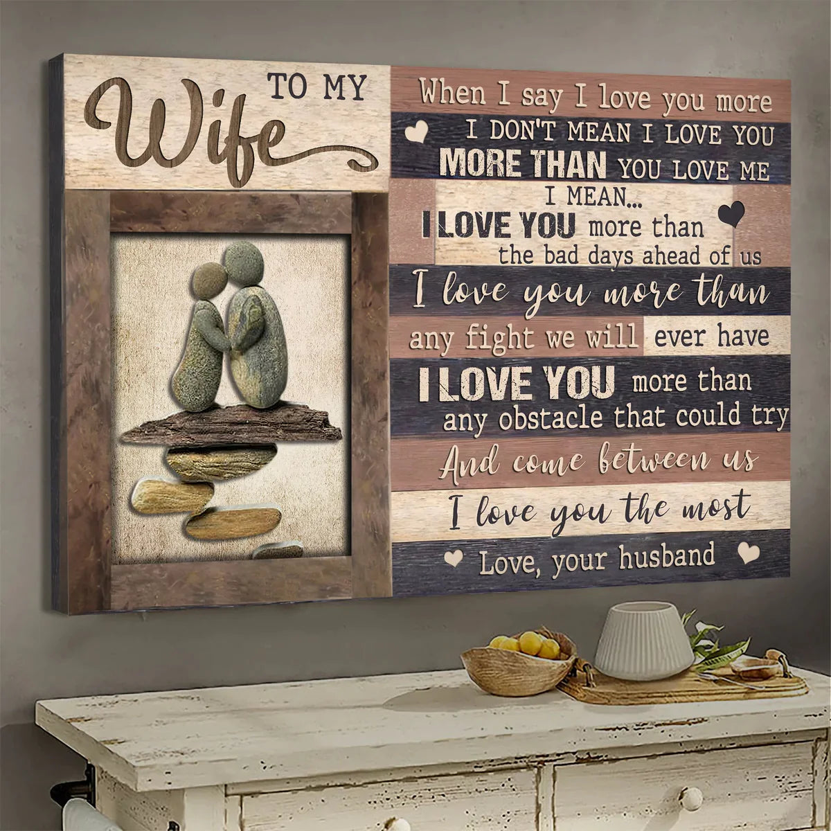 Couple Portrait Canvas - To My Wife, Rock Painting Canvas - Valentine's Day Gift For Wife, Couple - I Love You The Most