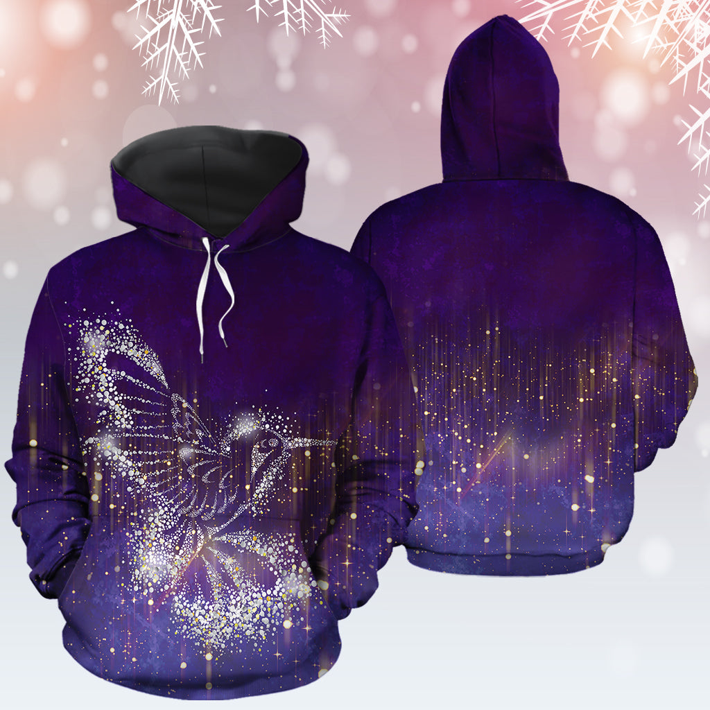 Purple Hummingbird Snowflake Pullover Premium Hoodie, Perfect Outfit For Men And Women On Christmas New Year Autumn Winter