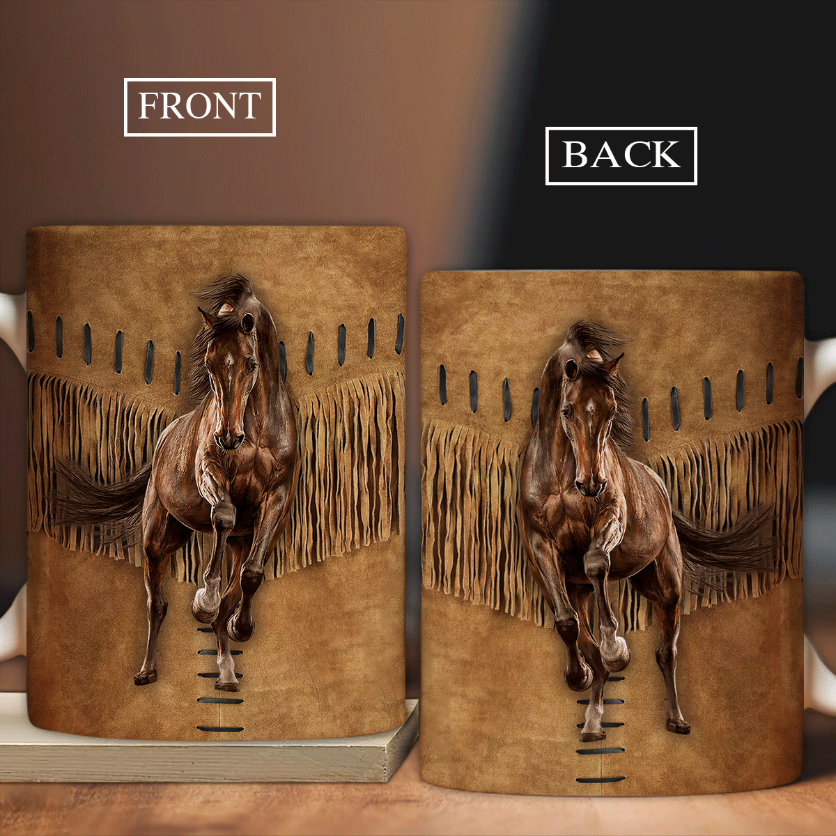 Horse AOP Mug, Perfect Gift For Mom, Dad, Father, Mother, Couple, Friends - The Amazing Horse Leather Pattern Mug