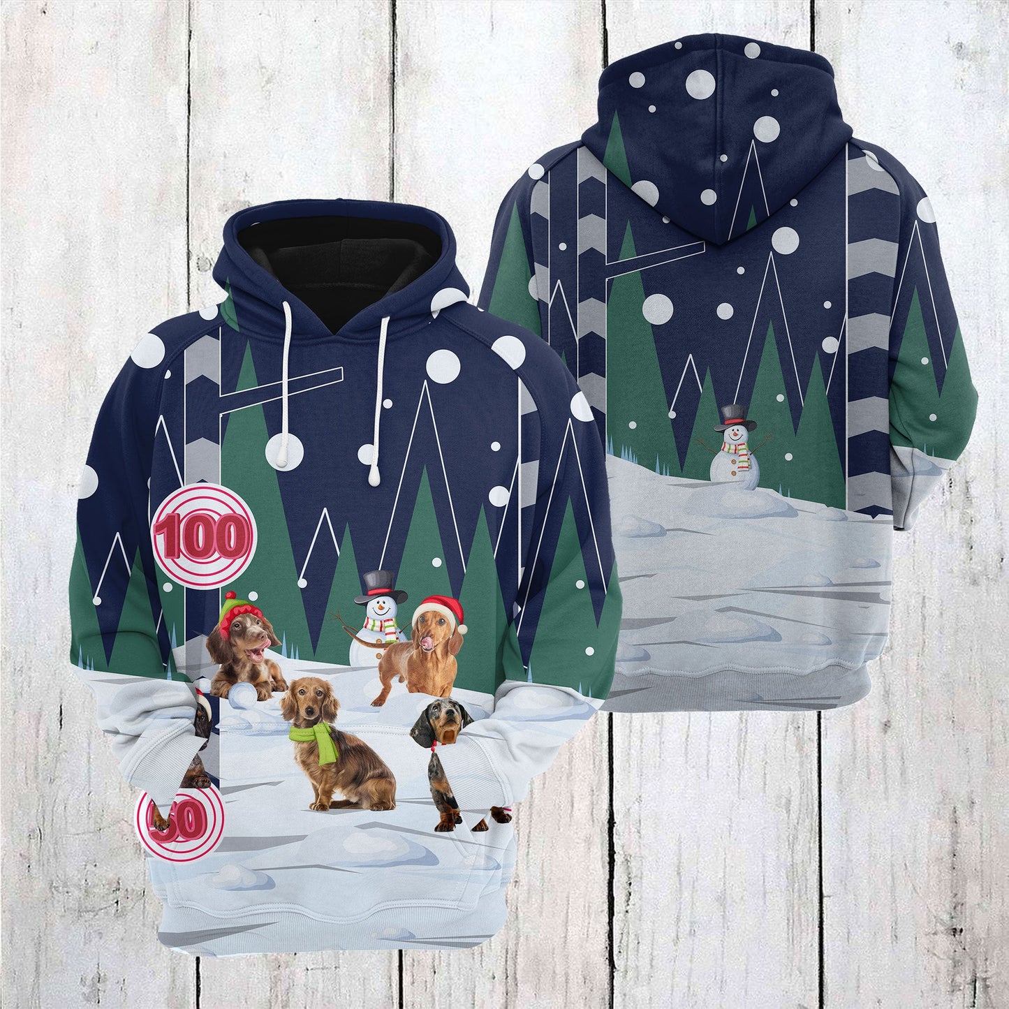 Dachshund Playing Christmas Pullover Premium Hoodie, Perfect Outfit For Men And Women On Christmas New Year Autumn Winter