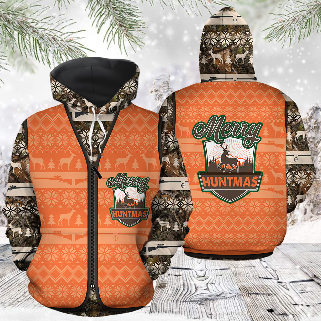 Hunting Merry Huntmas Pullover Premium Hoodie, Perfect Outfit For Men And Women On Christmas New Year Autumn Winter