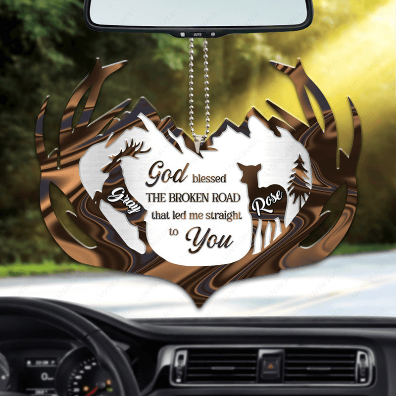 Jesus Acrylic Ornament, Antler Silhouette Scene God Blessed Personalized Acrylic Ornament - Gift For Jesus Lovers, Christian, God Faith Believers