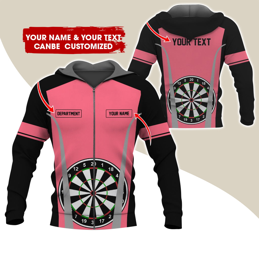 Customized Name, Text & Department Darts Premium Zip Hoodie, Personalized Darts Team Zip Hoodie For Men & Women - Gift For Darts Lovers, Darts Players
