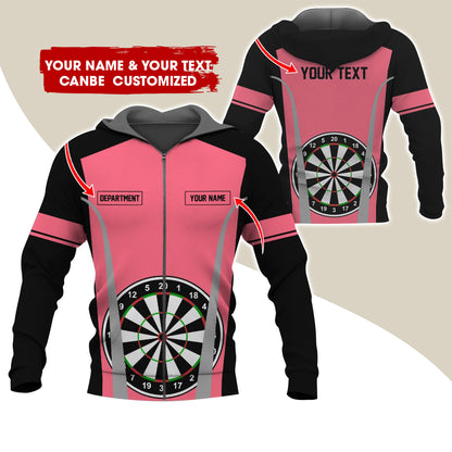 Customized Name, Text & Department Darts Premium Zip Hoodie, Personalized Darts Team Zip Hoodie For Men & Women - Gift For Darts Lovers, Darts Players