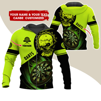 Customized Name Skull Darts Premium Zip Hoodie , Personalized Name Darts Master Zip Hoodie For Men & Women - Gift For Darts Lovers, Darts Players