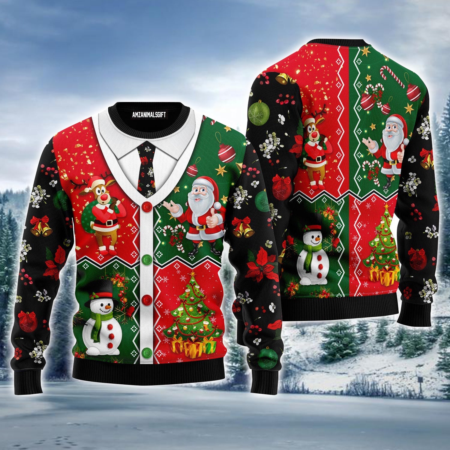 Christmas Cardigan Ugly Christmas Sweater, Santa Claus, Christmas Tree, Reindeer Ugly Sweater For Men & Women - Gift For Christmas, Friends, Family