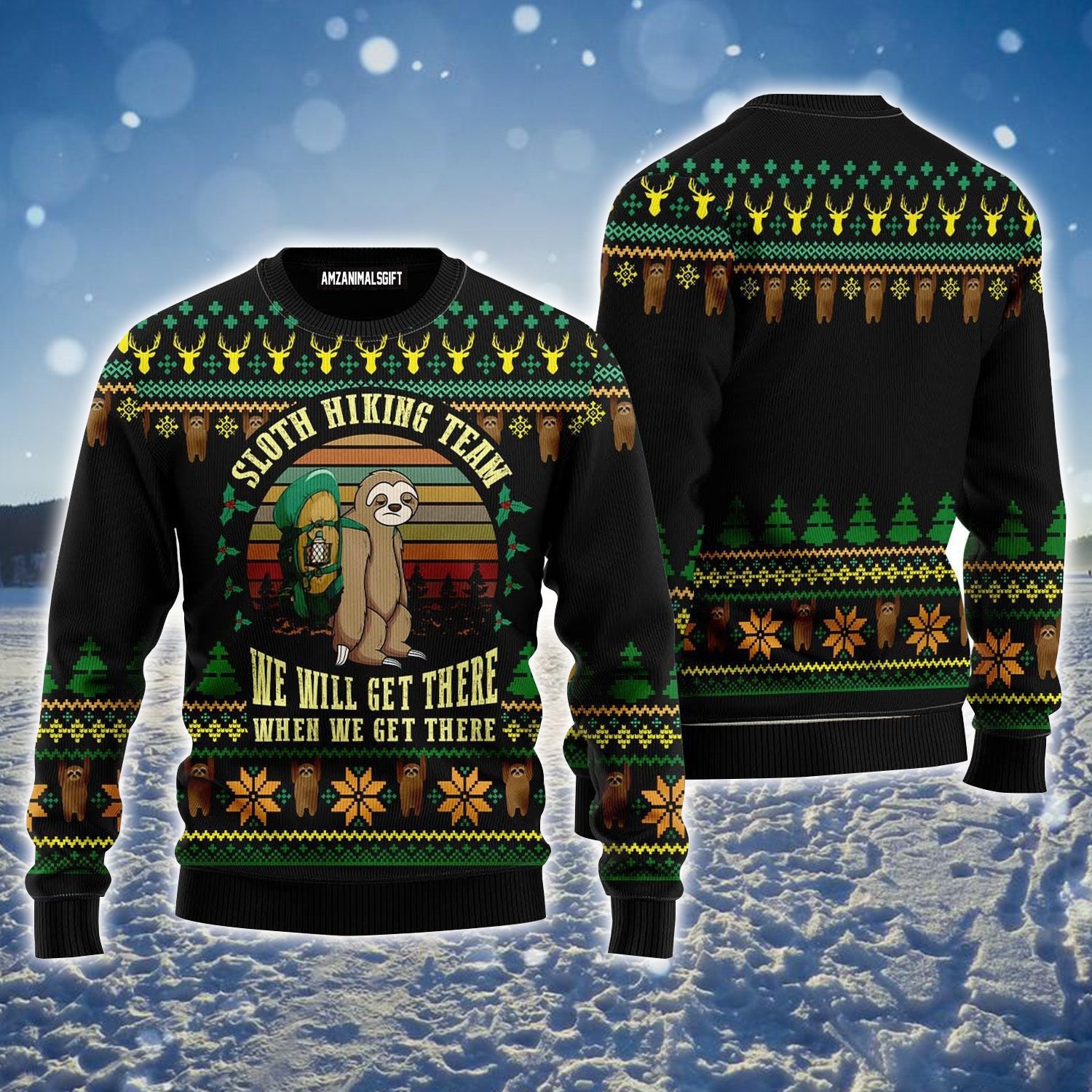 Sloth Hiking Team Ugly Sweater For Men & Women, Perfect Outfit For Christmas New Year Autumn Winter