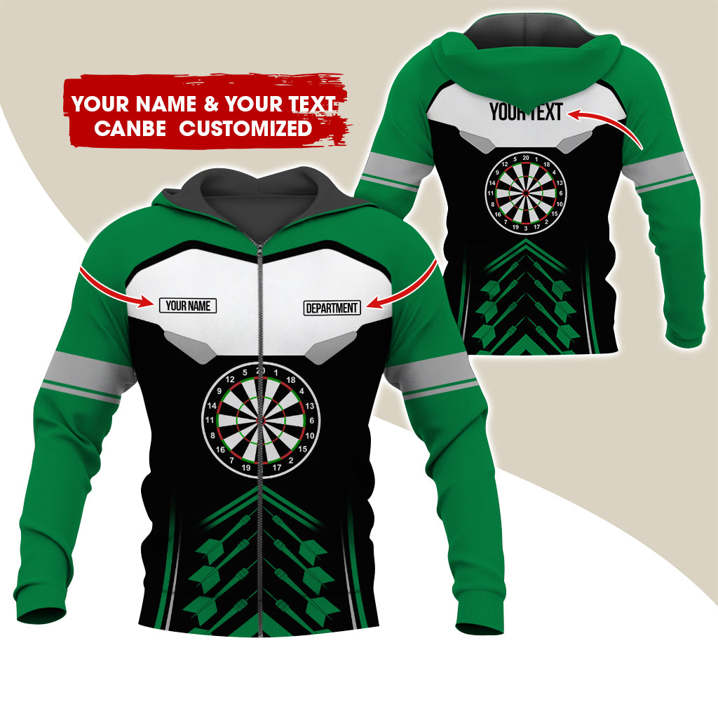 Personalized Name Darts Team Premium Zip Hoodie, Customized Dartboard Zip Hoodie For Men & Women - Gift For Darts Lovers, Darts Players
