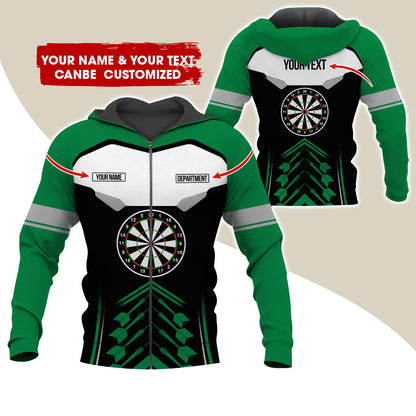 Personalized Name Darts Team Premium Zip Hoodie, Customized Dartboard Zip Hoodie For Men & Women - Gift For Darts Lovers, Darts Players