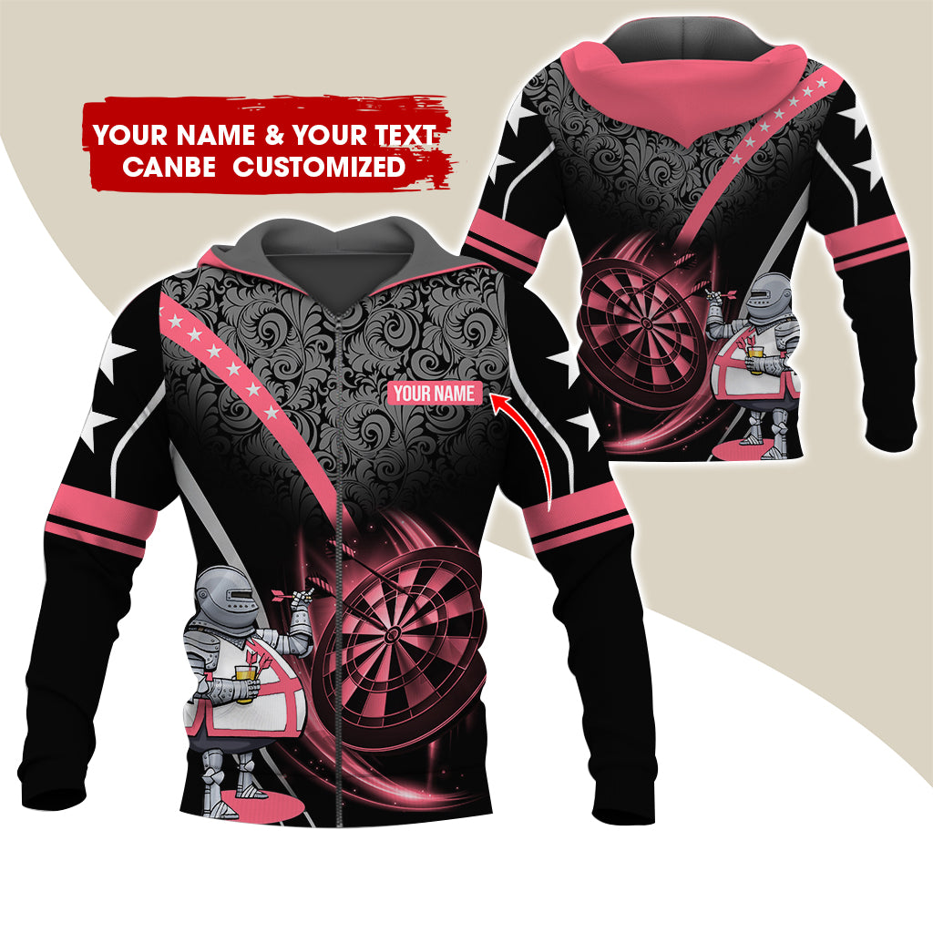Custom Name & Text Darts Premium Zip Hoodie, Personalized Throwing Dad Darts Zip Hoodie For Men & Women - Gift For Darts Lovers, Darts Players