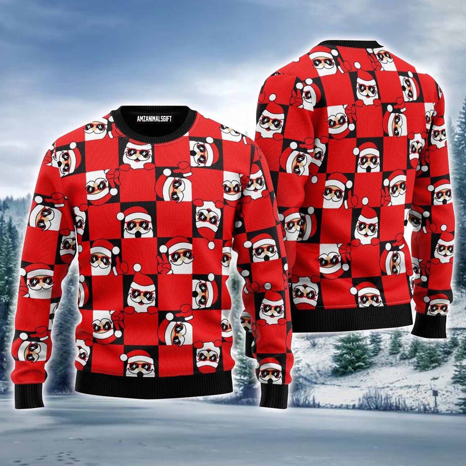 Red Santa Peeking Ugly Sweater For Men & Women, Perfect Outfit For Christmas New Year Autumn Winter