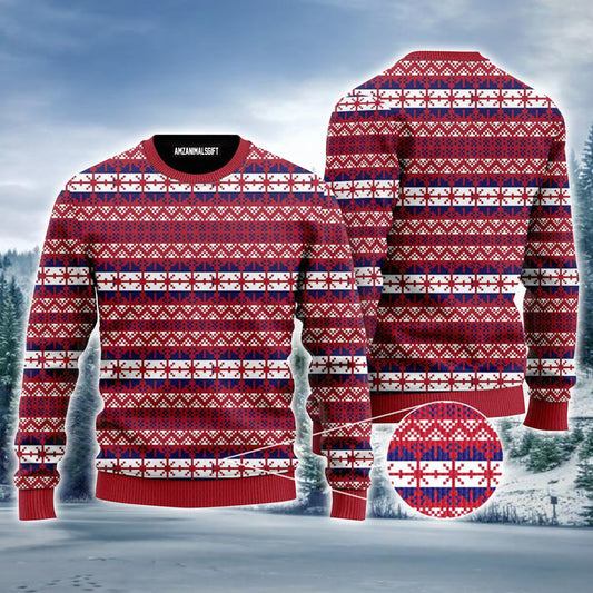 Red Fancy Xmas Pattern Urly Christmas Sweater, Christmas Sweater For Men & Women - Perfect Gift For Christmas, New Year, Winter Holiday