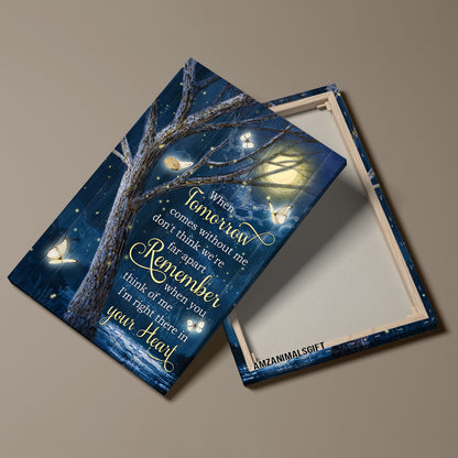 Memorial Premium Wrapped Portrait Canvas - Amazing Night, White Butterfly, Full Moon, When Tomorrow Comes - Heaven Gift For Members Family