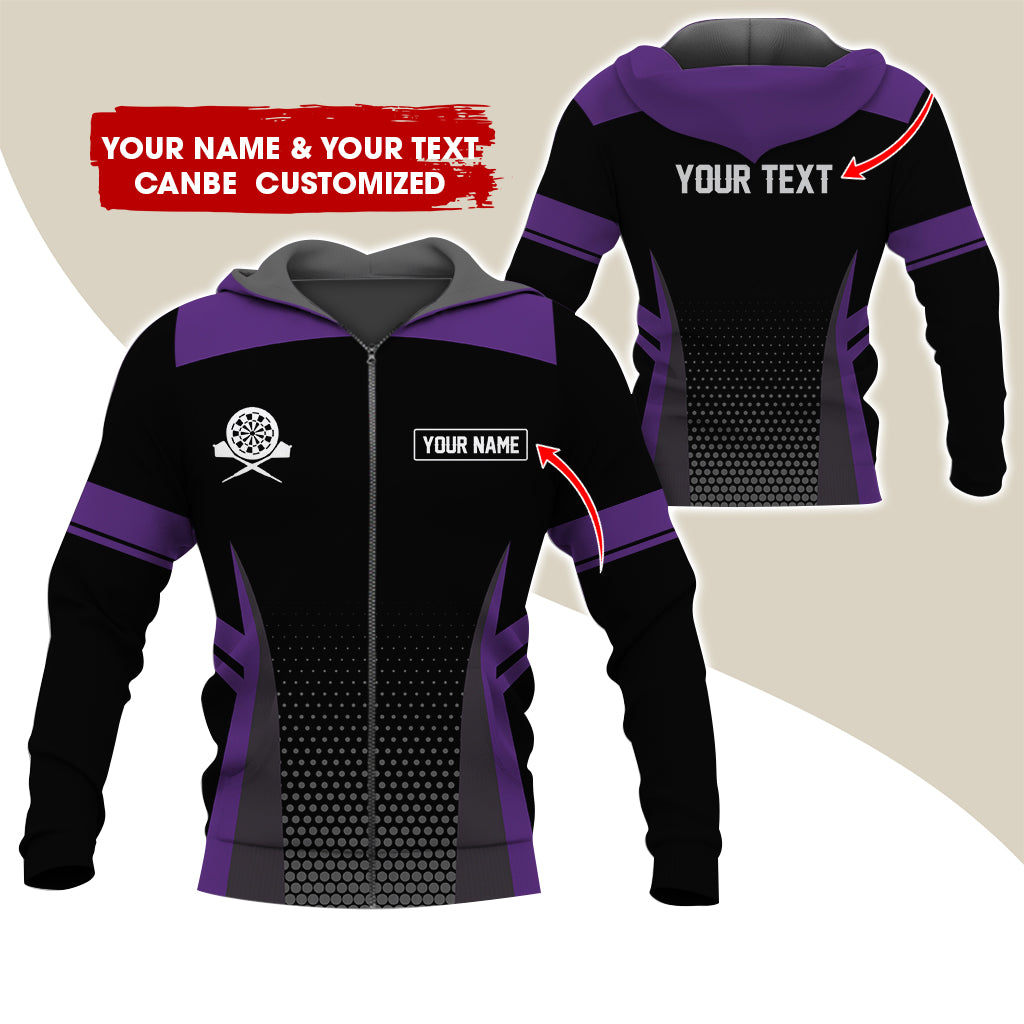 Custom Name & Text Darts Premium Zip Hoodie, Personalized Name Darts Uniforms Zip Hoodie For Men & Women - Gift For Darts Lovers, Darts Players