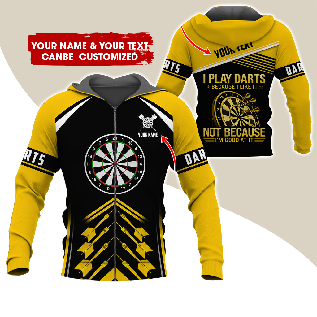 Customized Name Darts Premium Zip Hoodie, Personalized I Play Darts Zip Hoodie For Men & Women - Gift For Darts Lovers, Darts Players