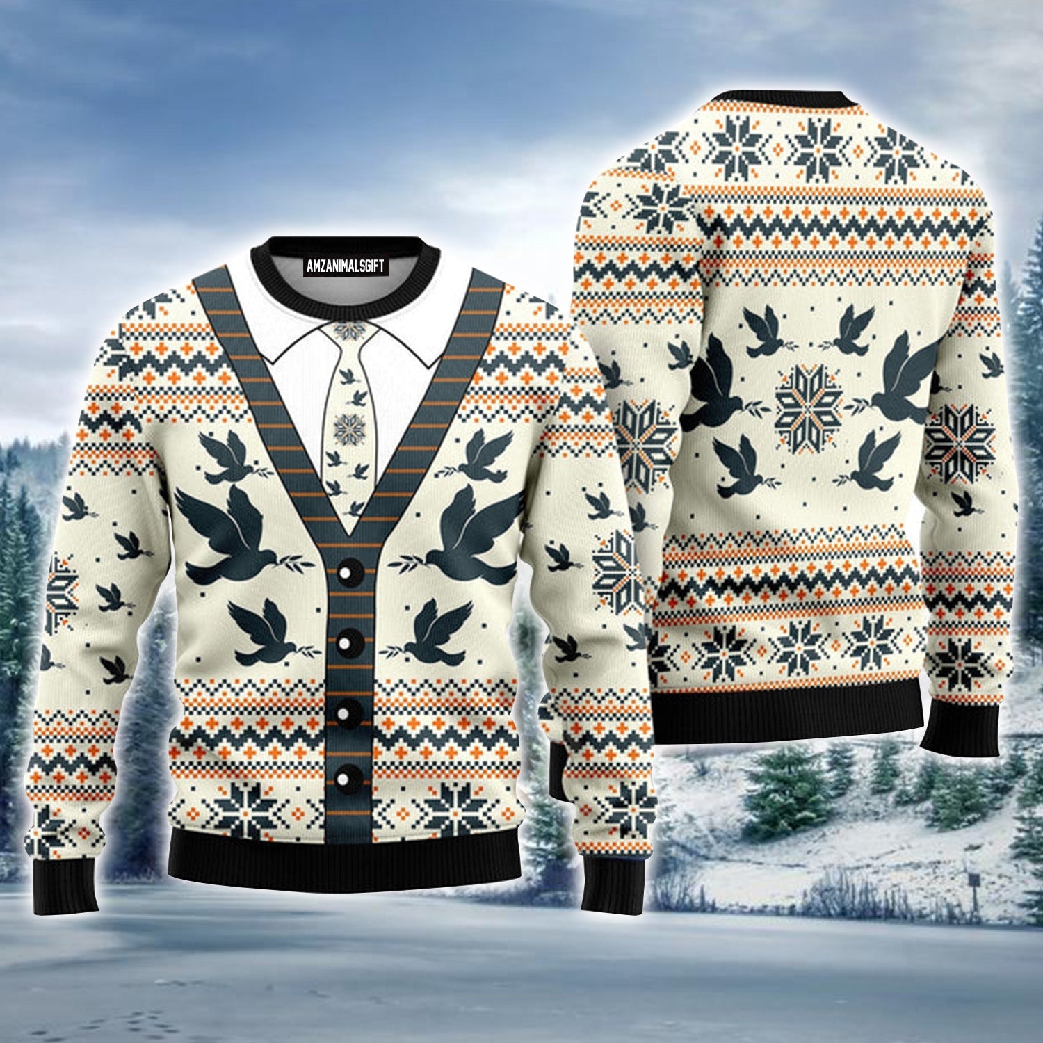 Pigeon Christmas Cardigan Urly Christmas Sweater, Christmas Sweater For Men & Women - Perfect Gift For Christmas, New Year, Winter Holiday