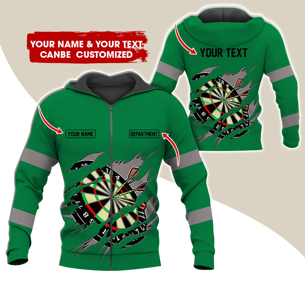 Customized Name & Text Darts Premium Zip Hoodie, Personalized Name & Text Dartboard Zip Hoodie For Men & Women - Gift For Darts Lovers, Darts Players