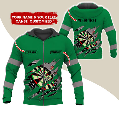 Customized Name & Text Darts Premium Zip Hoodie, Personalized Name & Text Dartboard Zip Hoodie For Men & Women - Gift For Darts Lovers, Darts Players