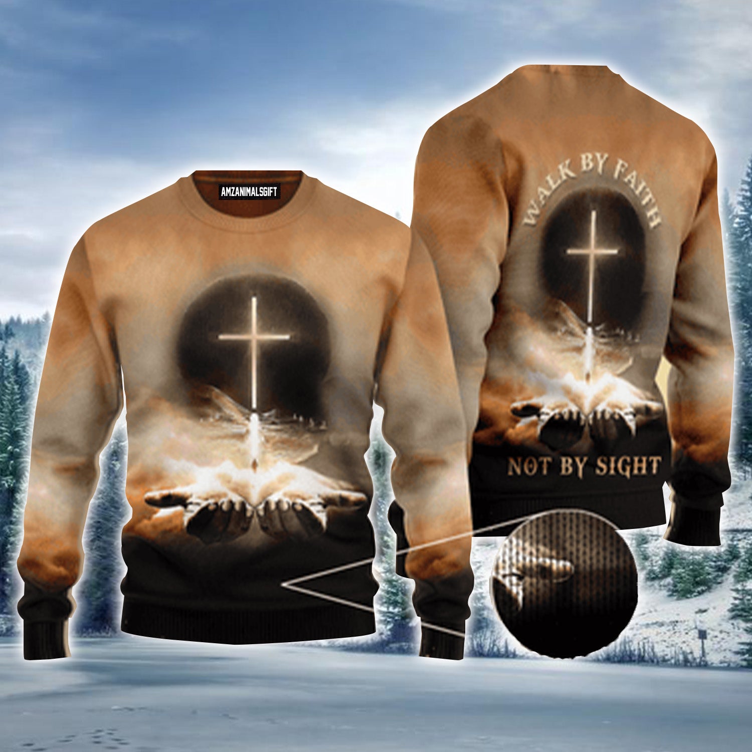 Cross Jesus Hand Walk By Faith Not By Sight Urly Sweater, Christmas Sweater For Men & Women - Perfect Gift For New Year, Winter, Christmas