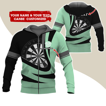Custom Name & Text Darts Premium Zip Hoodie, Customized Name Polka Dots Darts Zip Hoodie For Men & Women - Gift For Darts Lovers, Darts Players