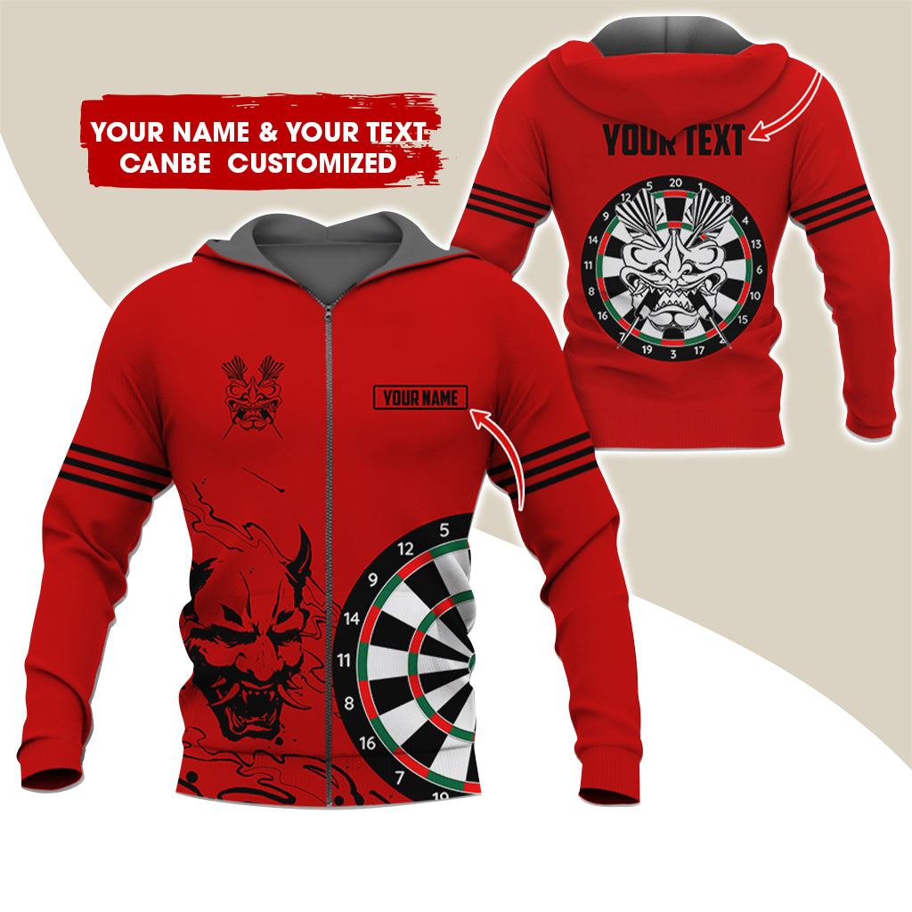 Customized Name & Text Dragon Darts  Premium Zip Hoodie, Custom Name & Text Darts Zip Hoodie For Men & Women - Gift For Darts Lovers, Darts Players